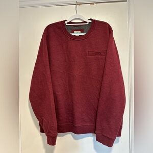 LL Bean Mens Sz:XL maroon Sherpa Fleece Lined Thermal Waffle Knit Crewneck Shirt
